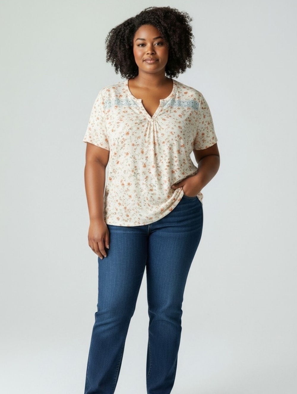 Lucky Brand Floral Peasant Top – Size 1X